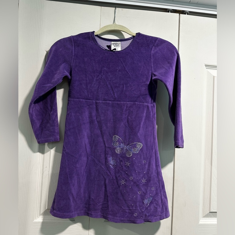 Purple Kids Dress with Butterfly Design